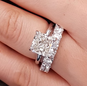 Non-Halo Delicate Pave Band Engagement Ring